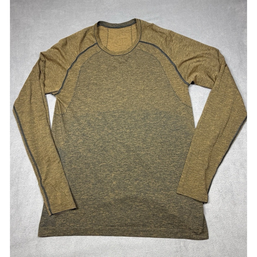 Lululemon Metal Vent Shirt Mens Large Brown Black Long Sleeve Activewear Heather